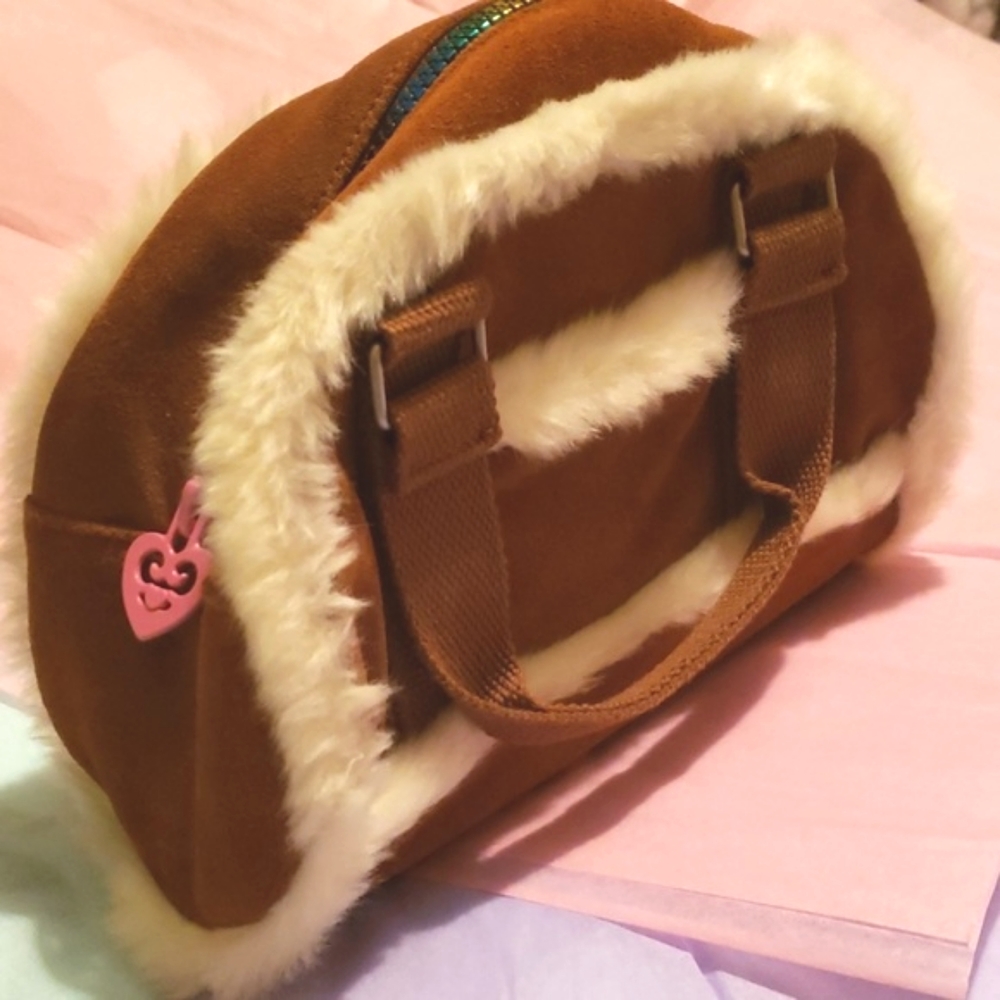🌴 NWOT Brown Suede Purse W/Faux Fur